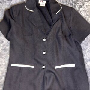 R&K Black Blouse with White Accents